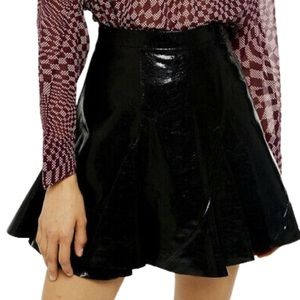 NWT topshop black patent faux leather skirt